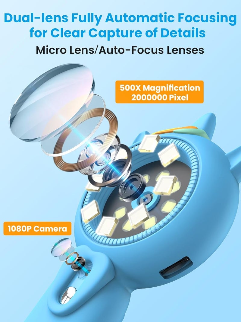 Acoath Microscope for Kids, Auto-Focus Handheld Digital Microscopes with 2.0" Screen, 8 LEDs Rechargeable Pocket Mini Microscope Christmas Gifts Educational Science Toys for Ages 5 6 7 8 9 10 11 12 - Image 2